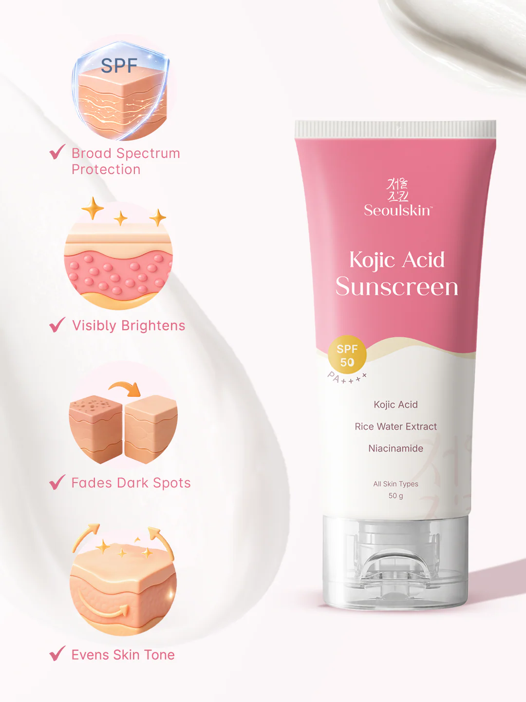 Seoulskin Kojic Acid Sunscreen SPF 50 PA++++ 50 g - Image 3
